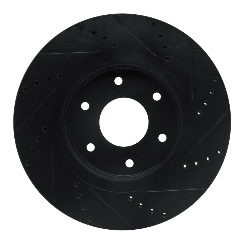 Infiniti QX56 Brake Rotor (1) - Front Left - R1 Concepts - Drilled & Slotted - Black - `05-`07